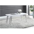 ACME Patina Wood Coffee Table with Pull-out Top in White and Chrome