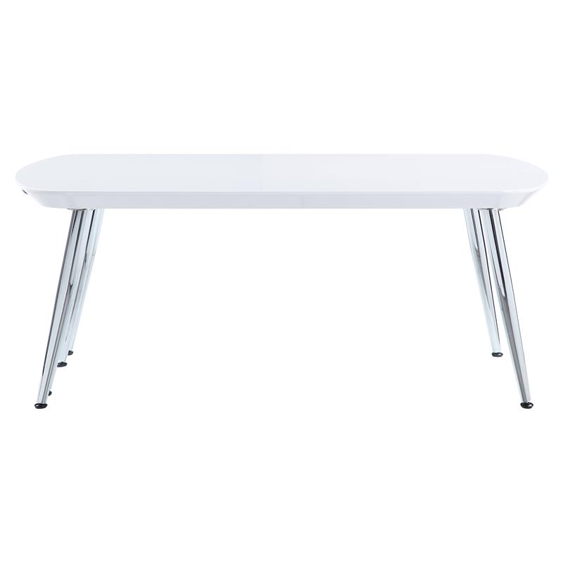 acme patina wood coffee table with pull-out top in white and chrome
