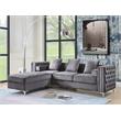 ACME Bovasis Velvet Upholstered Rectangular Ottoman with Metal Legs in Gray