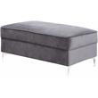 ACME Bovasis Velvet Upholstered Rectangular Ottoman with Metal Legs in Gray