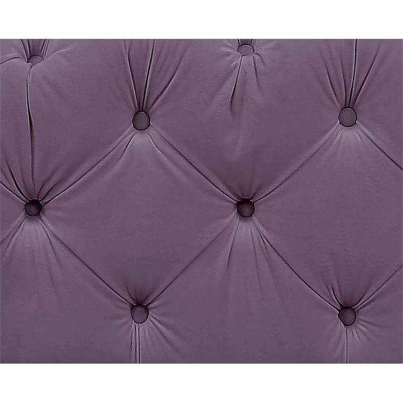 ACME Qokmis Button Tufted Velvet Upholstered Rectangular Ottoman in Purple