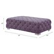 ACME Qokmis Button Tufted Velvet Upholstered Rectangular Ottoman in Purple