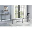 ACME Brantley Pipe Style Round Glass Top End Table in Clear and Sandy Gray