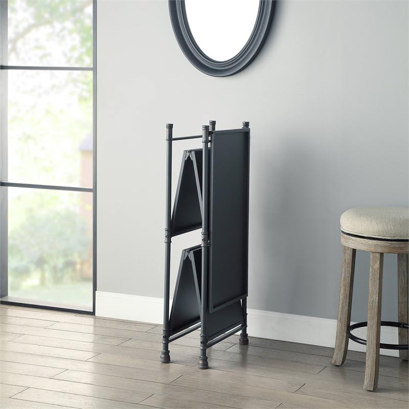 ACME Cordelia 3 Tier Shelves Metal Console Table in Sandy Black and Dark Bronze