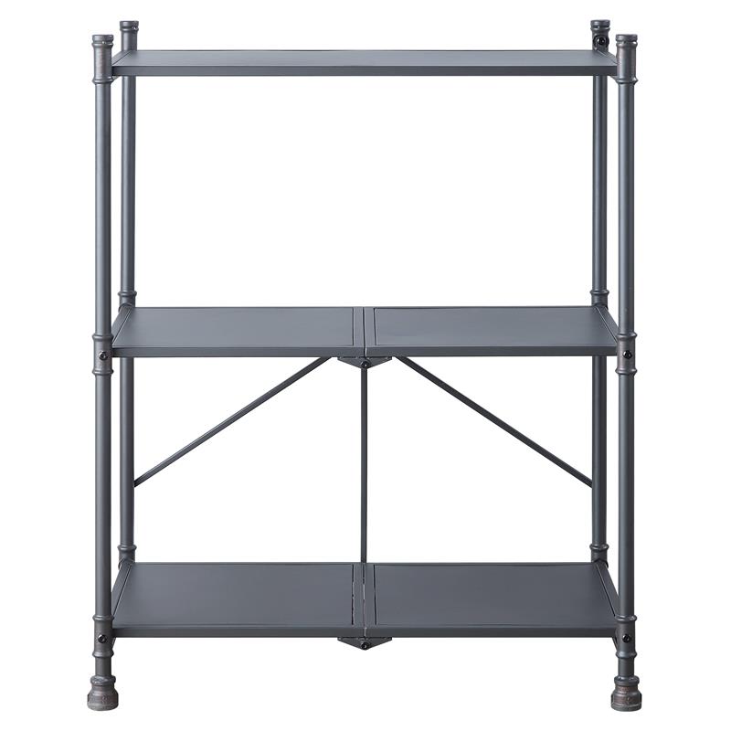 ACME Cordelia 3 Tier Shelves Metal Console Table in Sandy Black and Dark Bronze