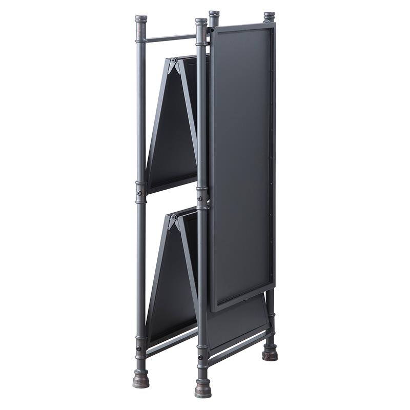 ACME Cordelia 3 Tier Shelves Metal Console Table in Sandy Black and Dark Bronze