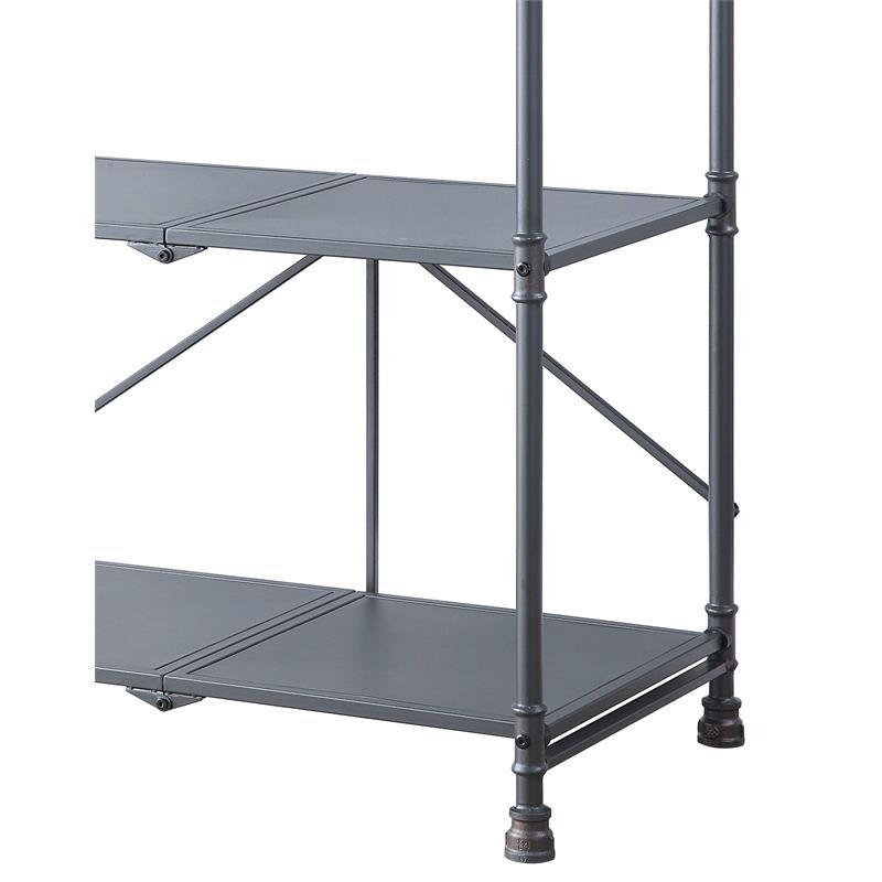 ACME Cordelia 3 Tier Shelves Metal Console Table in Sandy Black and Dark Bronze