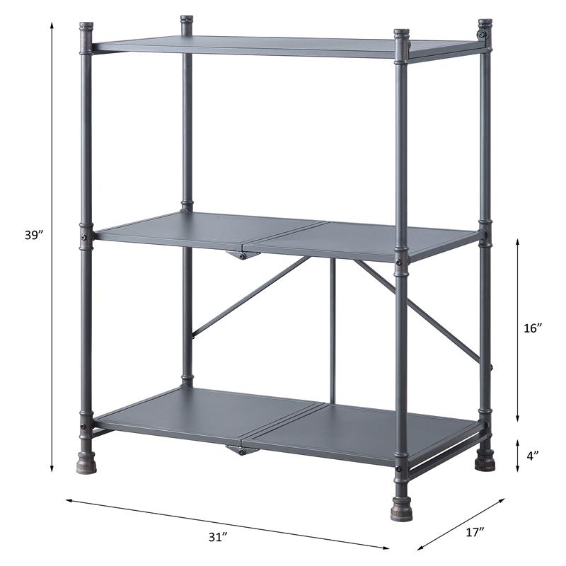 ACME Cordelia 3 Tier Shelves Metal Console Table in Sandy Black and Dark Bronze
