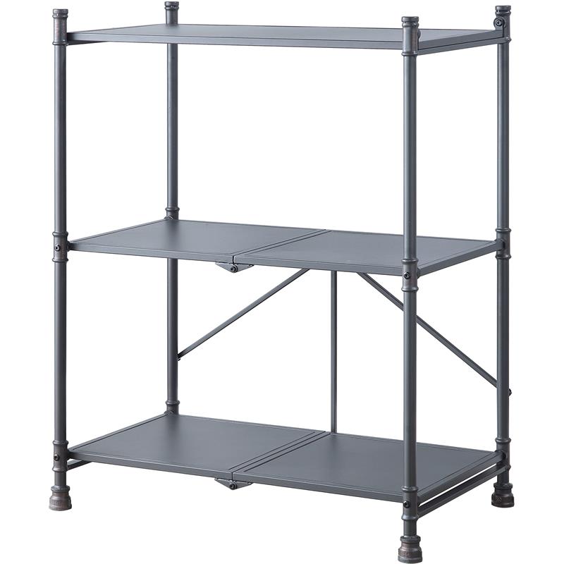 ACME Cordelia 3 Tier Shelves Metal Console Table in Sandy Black and Dark Bronze