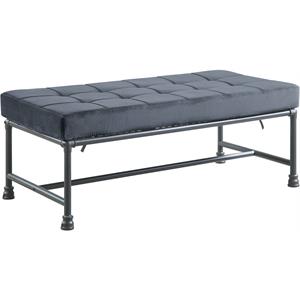 ACME Brantley Tufted Bench with Metal Frame in Gray and Sandy Gray Velvet