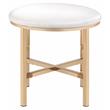 ACME Midriaks Metal Round Mirror and Faux Leather Stool in White and Gold