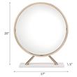 ACME Midriaks Metal Round Mirror and Faux Leather Stool in White and Gold