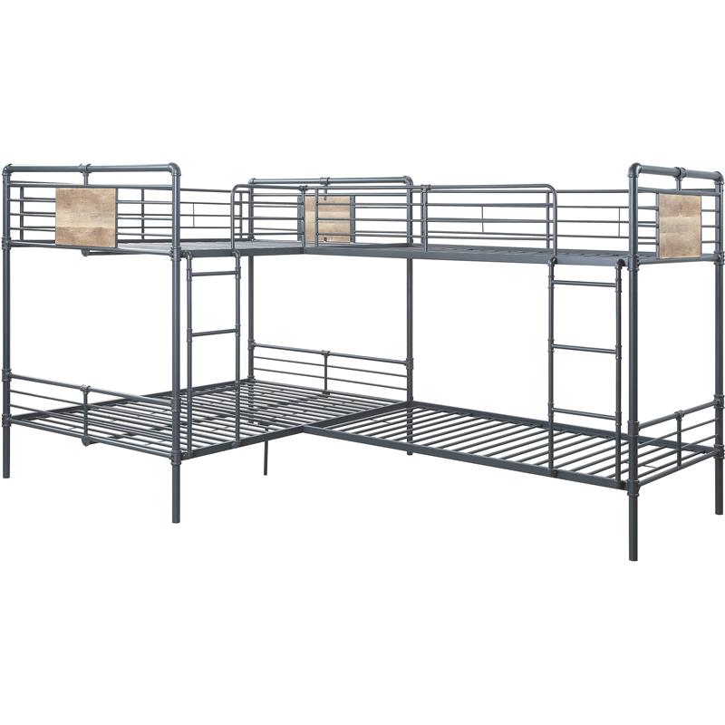 ACME Cordelia Twin over Full Metal Bunk Bed in Sandy Black and Dark Bronze