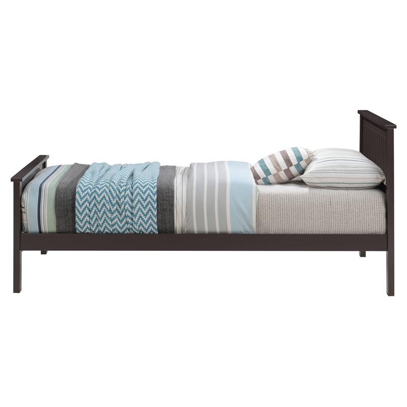 ACME Bungalow Wooden Twin Panel Bed with Slad System in Chocolate