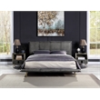 ACME Metis Top Grain Leather Upholstered Queen Bed with Metal Legs in Gray