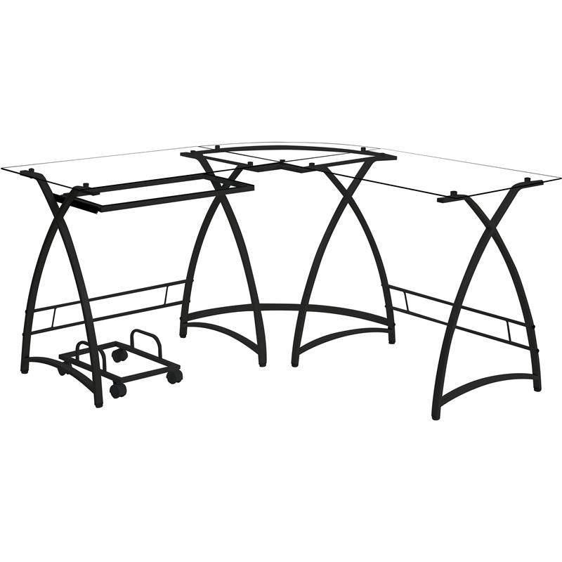 ACME Dazenus Glass Top Computer Desk in Clear Glass and Black Finish