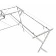 ACME Demas Glass Top L-Shaped Computer Desk with Holder in Clear and White