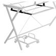ACME Demas Glass Top L-Shaped Computer Desk with Holder in Clear and White
