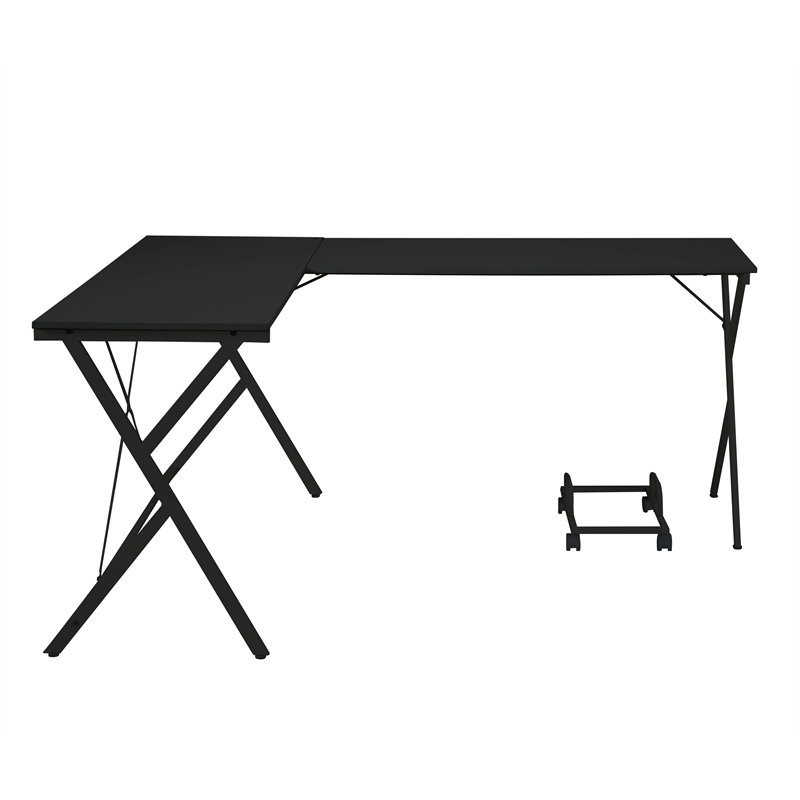 ACME Demas Wooden Top Computer Desk with Computer Holder in White and Black