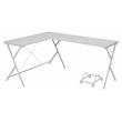 ACME Demas Wooden Top L-Shaped Computer Desk with Computer Holder in White