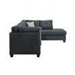 ACM Laurissa Sectional Sofa and Ottoman with 2 Pillows in Dark Blue