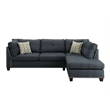 ACM Laurissa Sectional Sofa and Ottoman with 2 Pillows in Dark Blue