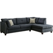 ACM Laurissa Sectional Sofa and Ottoman with 2 Pillows in Dark Blue