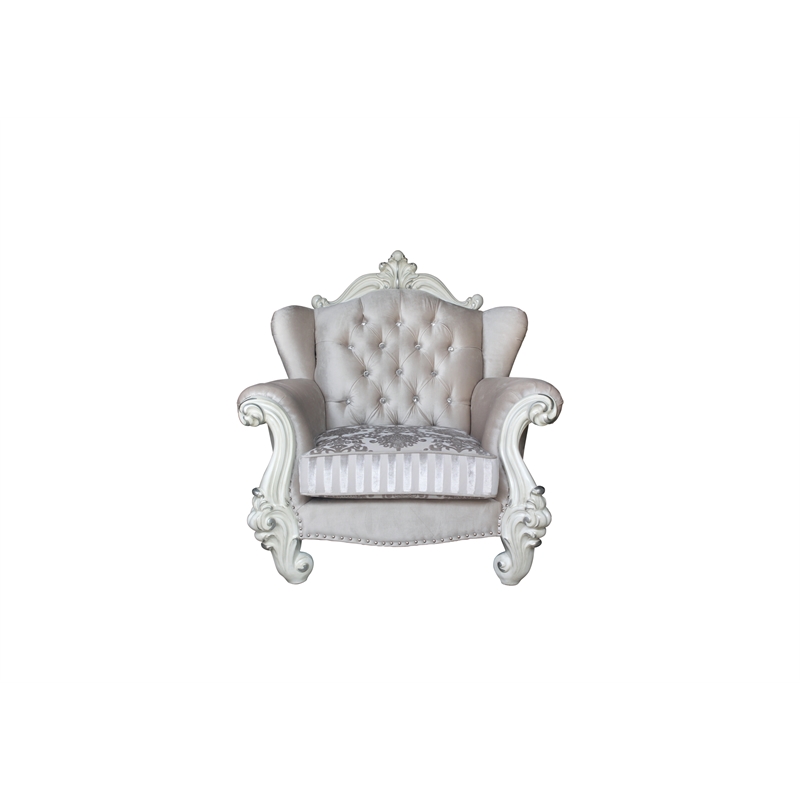 ACME Versailles Chair in Ivory Velvet & Bone White