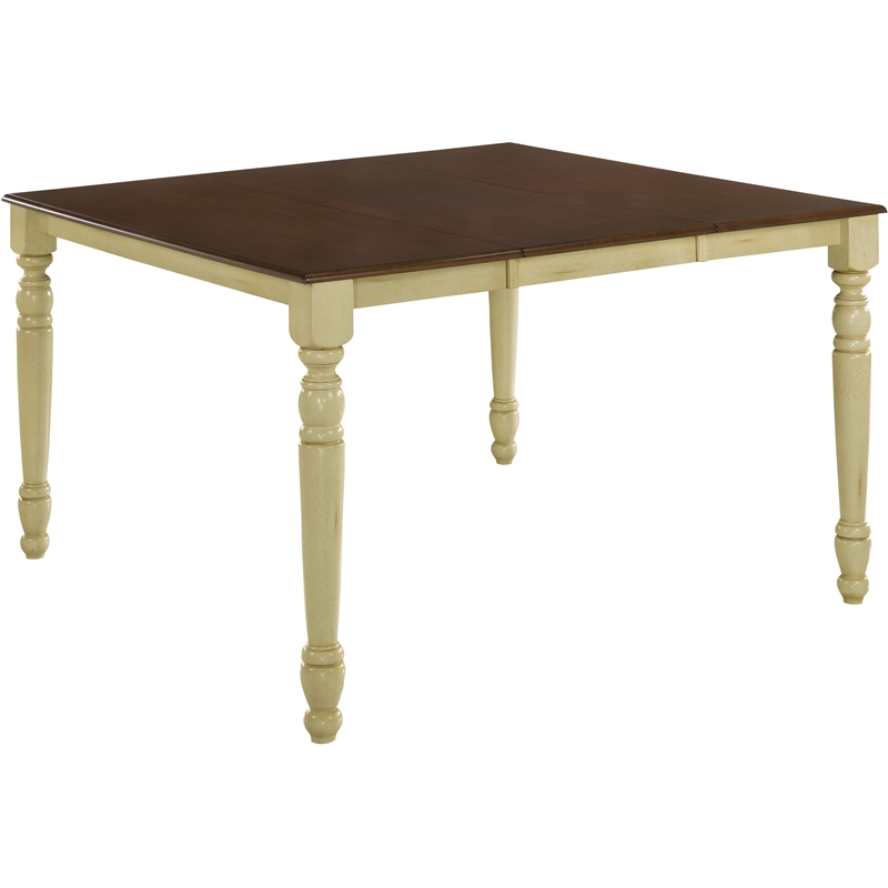ACME Dylan Rectangular Wooden Counter Height Table in Buttermilk and Oak