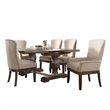 ACME Landon Linen Arm Chair with Nail-head Trim in Beige and Salvage Brown