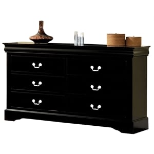 ACME Louis Philippe III Wooden 6-Drawer Dresser in Black