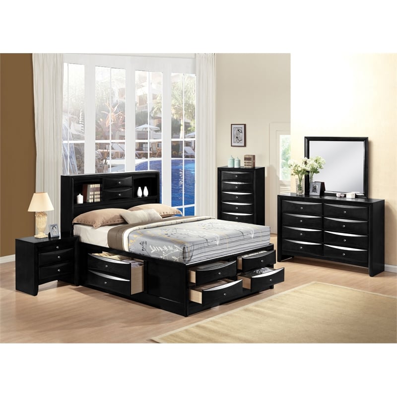 ACME Ireland Eastern King 8-Drawer Wooden Storage Bed in Black