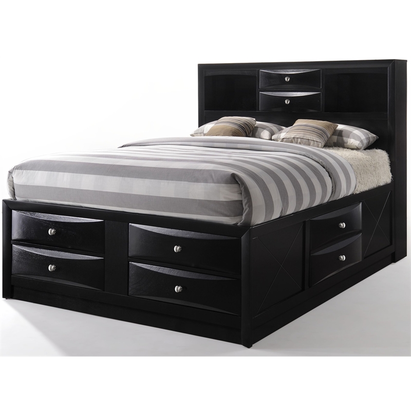 ACME Ireland Eastern King 8-Drawer Wooden Storage Bed in Black