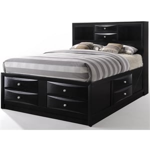 ACME Ireland Eastern King 8-Drawer Wooden Storage Bed in Black