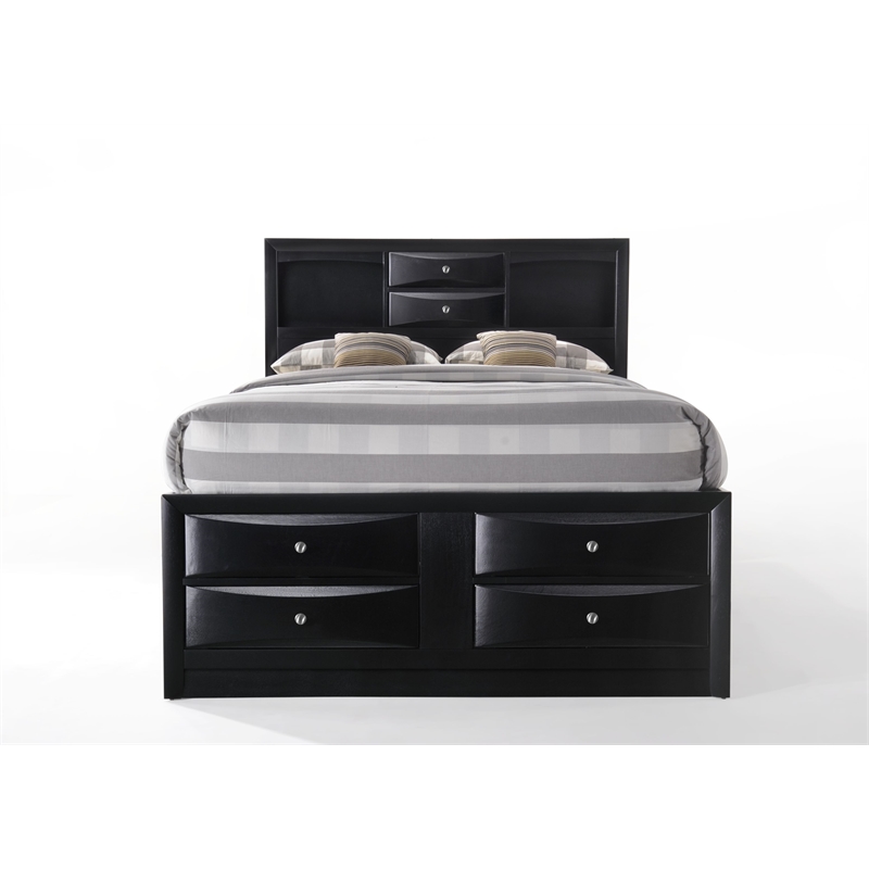 ACME Ireland Eastern King 8-Drawer Wooden Storage Bed in Black