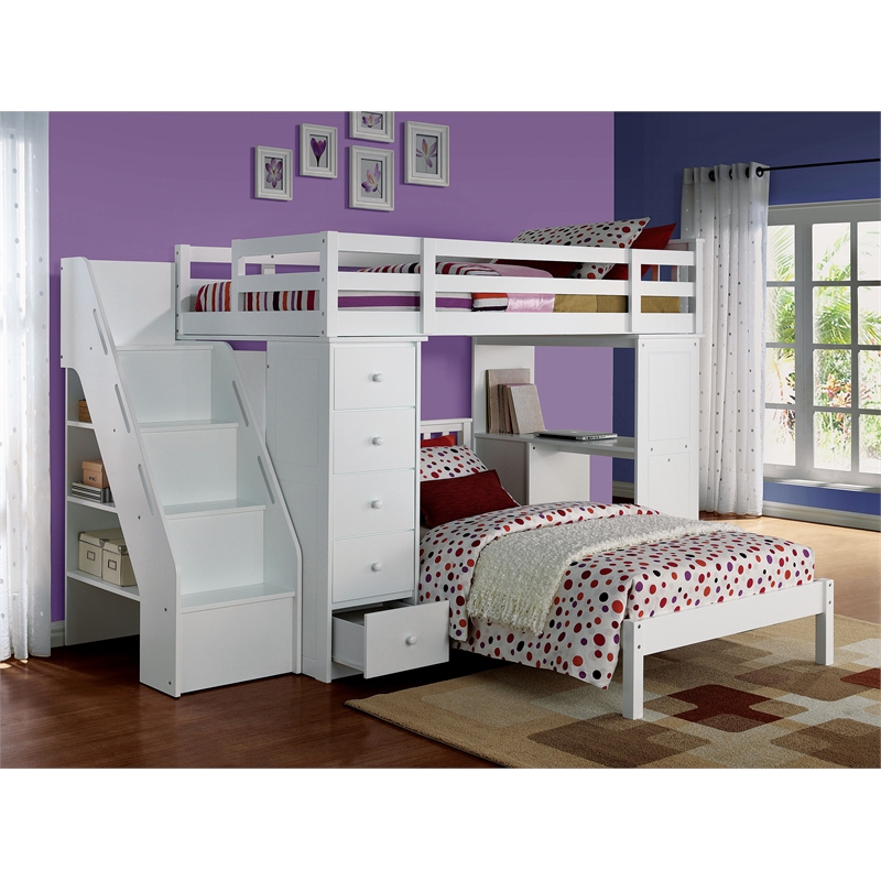 ACME Freya Wooden Twin Panel Bed in White