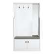 ACME Buck II 2-Door Wooden Hall Tree with 3 Hooks in White High Gloss
