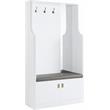 ACME Buck II 2-Door Wooden Hall Tree with 3 Hooks in White High Gloss