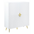 ACME Gaines 2-Door Accent Cabinet with Metal Legs in White High Gloss