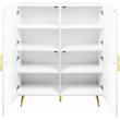 ACME Gaines 2-Door Accent Cabinet with Metal Legs in White High Gloss