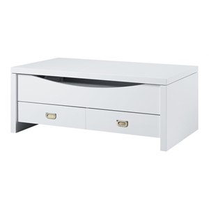 ACME Ramiel 2-Drawer Wooden Coffee Table in High Gloss White