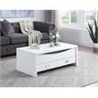 ACME Ramiel 2-Drawer Wooden Coffee Table in High Gloss White