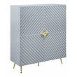 ACME Gaines 2-Door Accent Cabinet with Metal Legs in Gray High Gloss