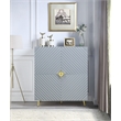 ACME Gaines 2-Door Accent Cabinet with Metal Legs in Gray High Gloss