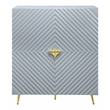 ACME Gaines 2-Door Accent Cabinet with Metal Legs in Gray High Gloss