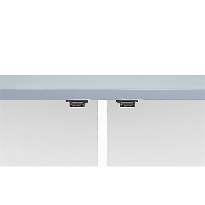 ACME Gaines 2-Door Accent Cabinet with Metal Legs in Gray High Gloss