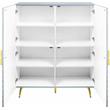 ACME Gaines 2-Door Accent Cabinet with Metal Legs in Gray High Gloss