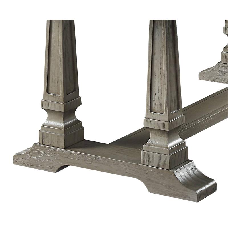 ACME Zumala Wooden Dining Table with Trestle Base in White and Weathered Oak