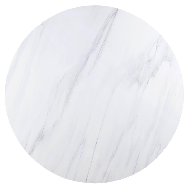 ACME Gerardo Round Marble Top Dining Table in White and Weathered Espresso