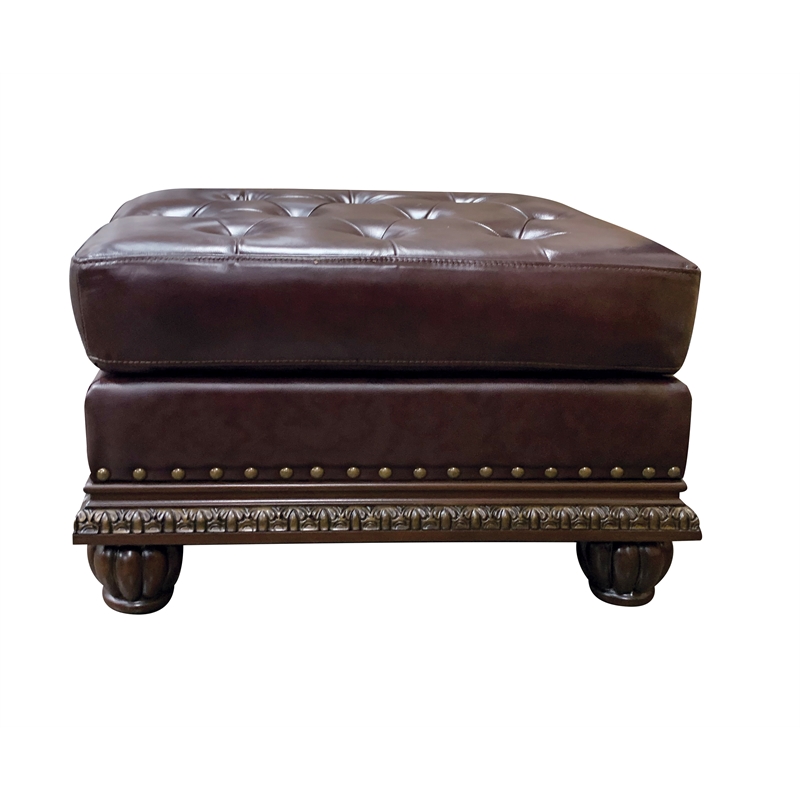 ACME Anondale Ottoman in Espresso Top Grain Leather Match & Cherry